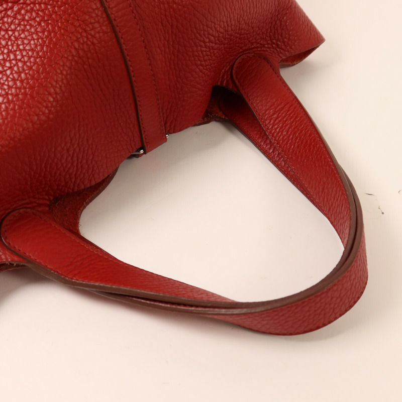 HERMES Clemence皮革Picotin MM扣手挽袋Rouge Garance-7