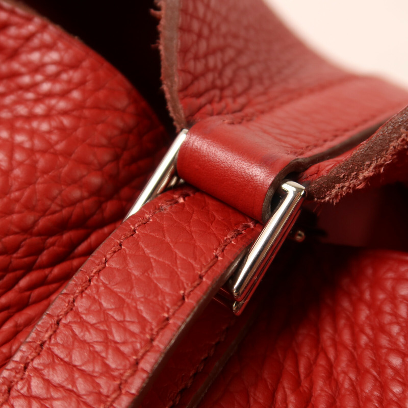 HERMES Clemence皮革Picotin MM扣手挽袋Rouge Garance-9