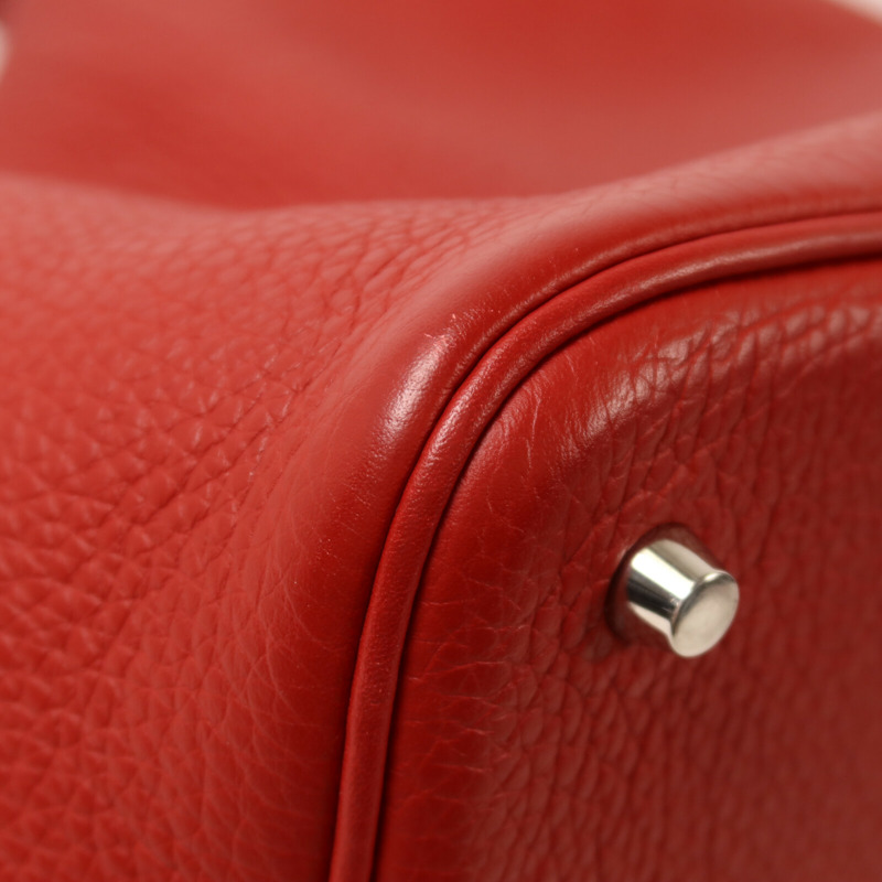 HERMES Clemence皮革Picotin MM扣手挽袋Rouge Garance-10