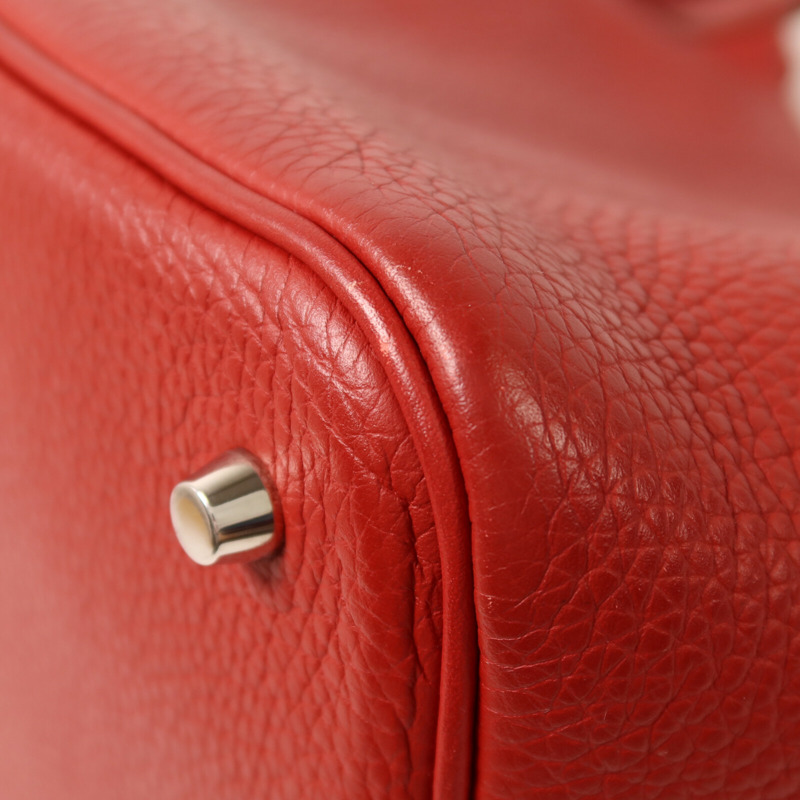 HERMES Clemence皮革Picotin MM扣手挽袋Rouge Garance-12