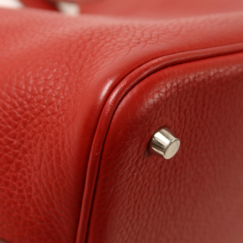 HERMES Clemence皮革Picotin MM扣手挽袋Rouge Garance-13