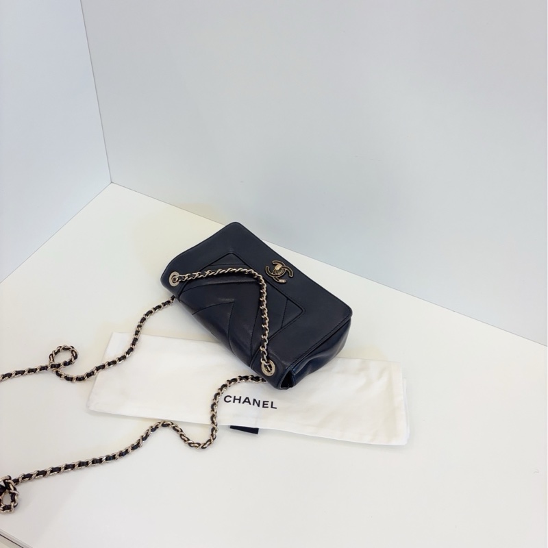 💎Chanel香奈兒|黑金 牛皮 琺瑯扣 雙C 雙蓋 口蓋包|98新-4