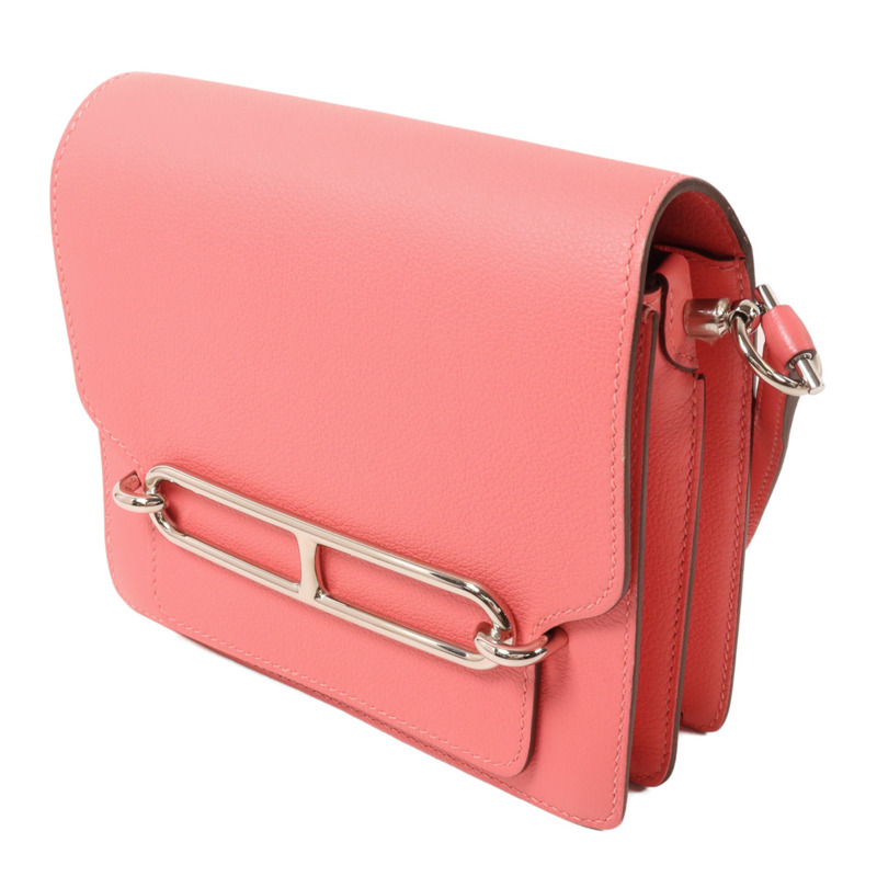 HERMES Evercolor皮革Roulis Mini肩背袋Rose Azalee/Rough H-2