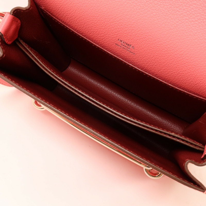 HERMES Evercolor皮革Roulis Mini肩背袋Rose Azalee/Rough H-4