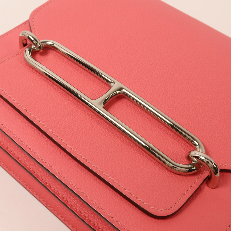 HERMES Evercolor皮革Roulis Mini肩背袋Rose Azalee/Rough H-9
