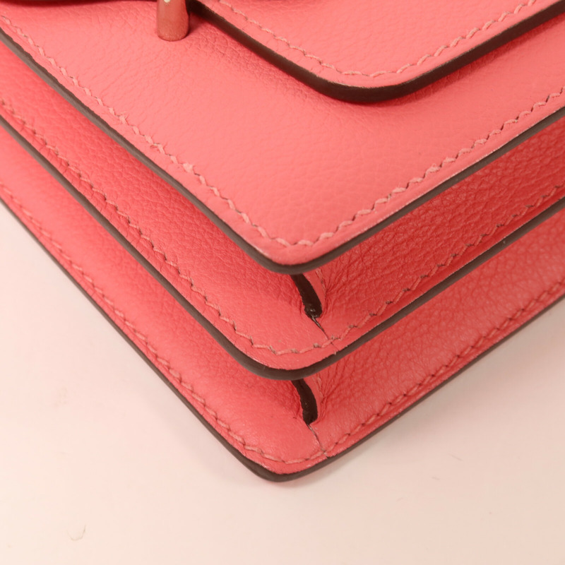 HERMES Evercolor皮革Roulis Mini肩背袋Rose Azalee/Rough H-10