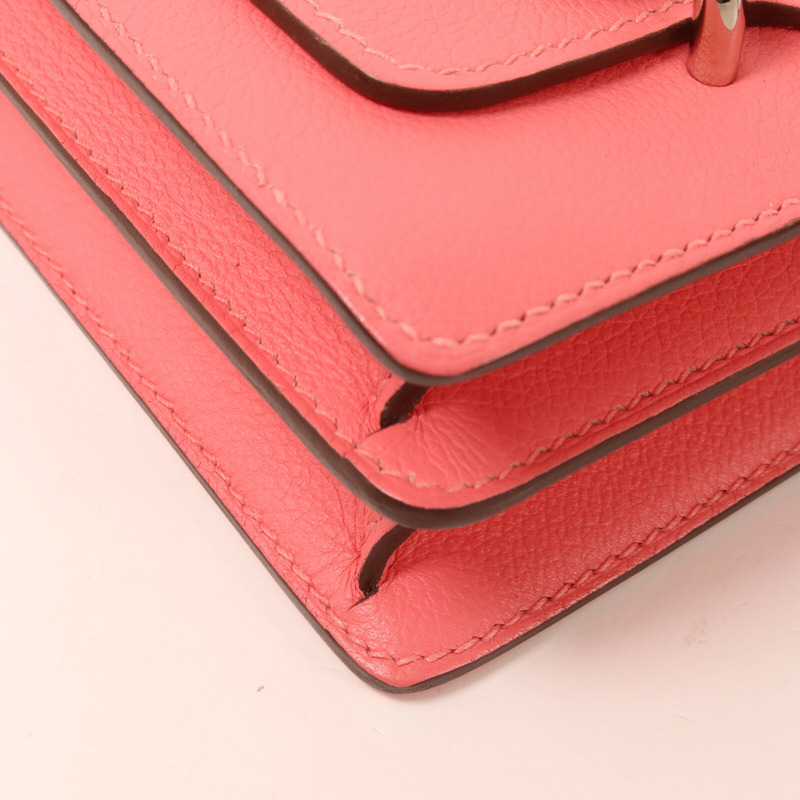 HERMES Evercolor皮革Roulis Mini肩背袋Rose Azalee/Rough H-11