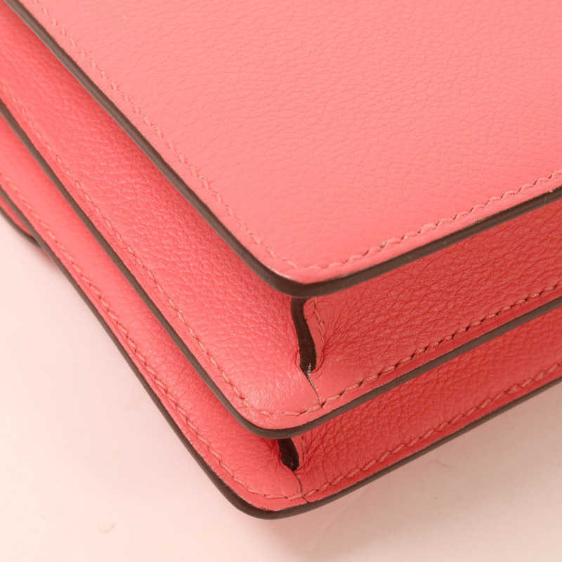 HERMES Evercolor皮革Roulis Mini肩背袋Rose Azalee/Rough H-12