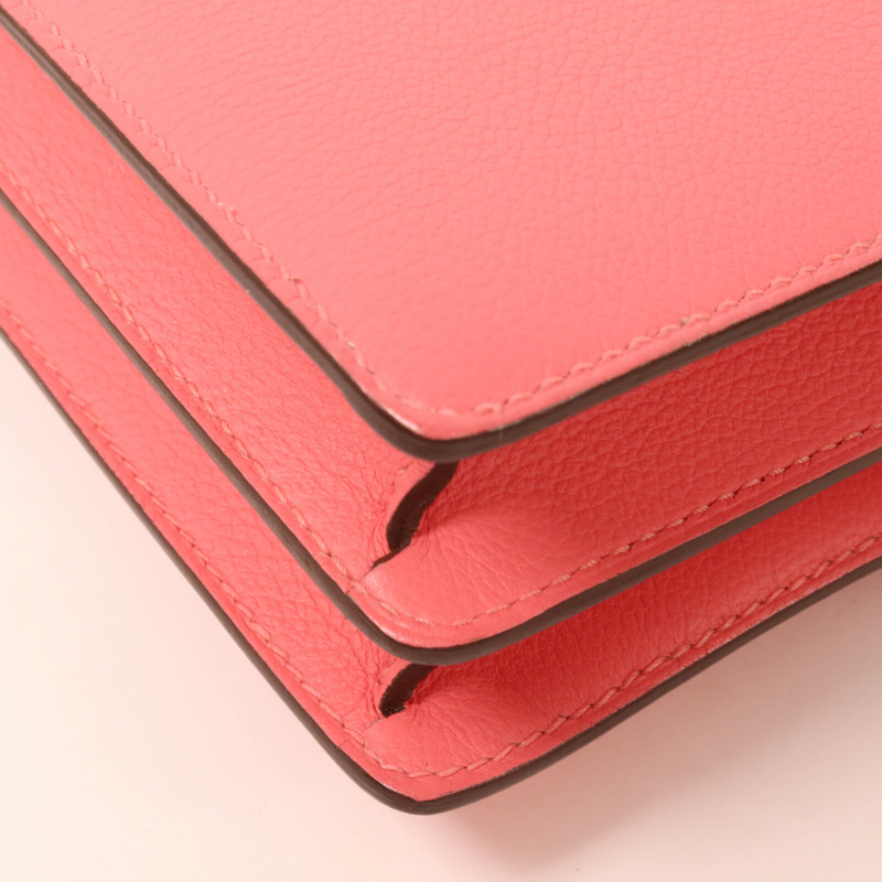 HERMES Evercolor皮革Roulis Mini肩背袋Rose Azalee/Rough H-13