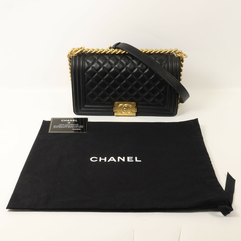 CHANEL 羊皮皮革Boy 25鏈帶肩背袋-9