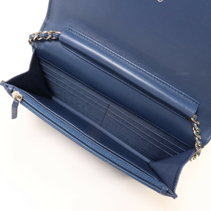 CHANEL 牛皮皮革/Strass Boy Wallet On Chain鏈帶肩背袋-4