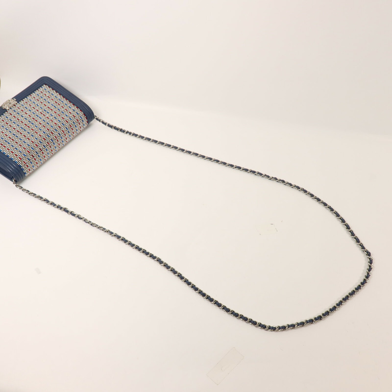 CHANEL 牛皮皮革/Strass Boy Wallet On Chain鏈帶肩背袋-8