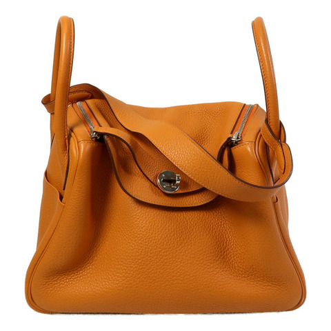 HERMES Clemence皮革Lindy 30手挽肩背兩用袋Orange