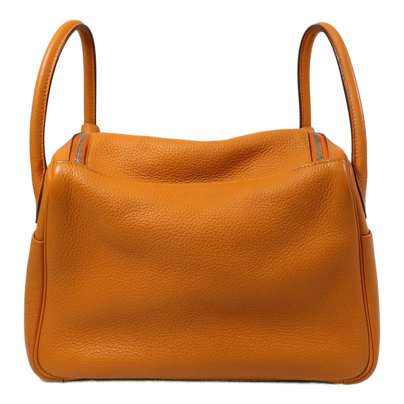 HERMES Clemence皮革Lindy 30手挽肩背兩用袋Orange-2