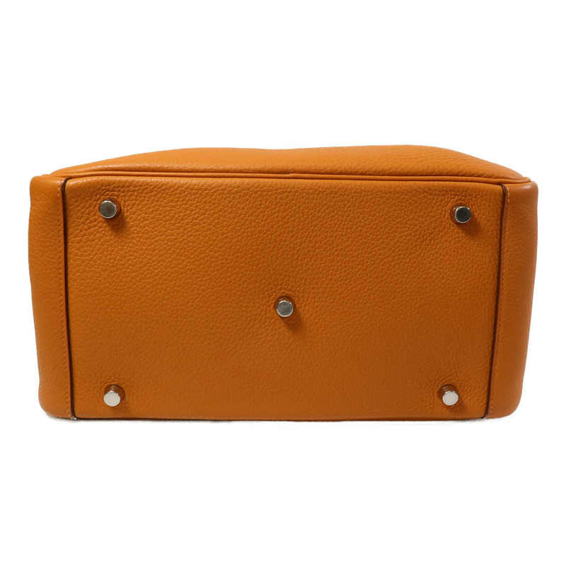 HERMES Clemence皮革Lindy 30手挽肩背兩用袋Orange-3