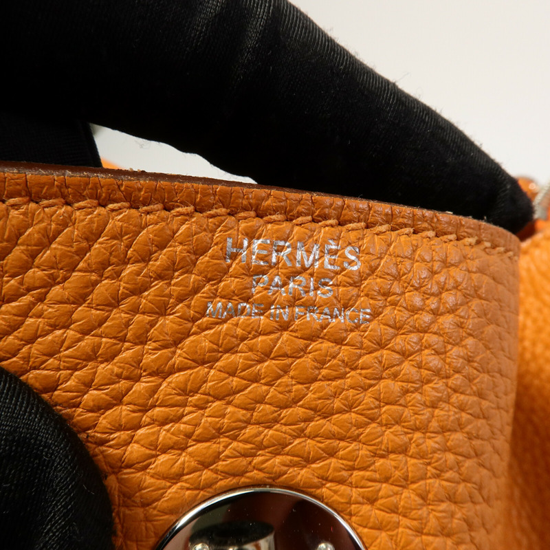 HERMES Clemence皮革Lindy 30手挽肩背兩用袋Orange-5