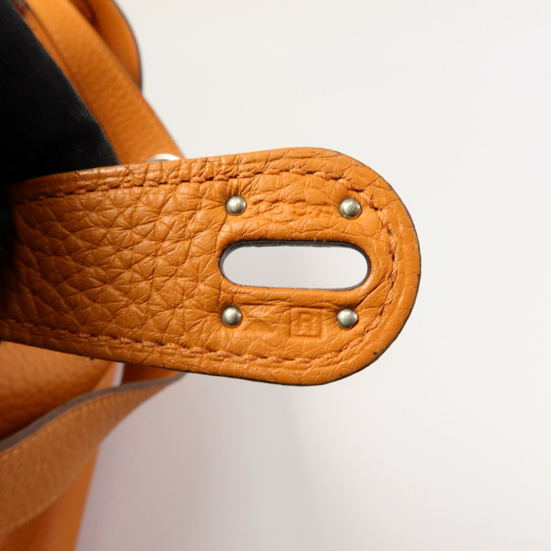 HERMES Clemence皮革Lindy 30手挽肩背兩用袋Orange-6