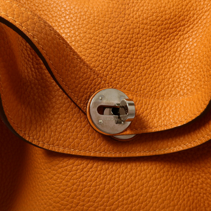 HERMES Clemence皮革Lindy 30手挽肩背兩用袋Orange-7