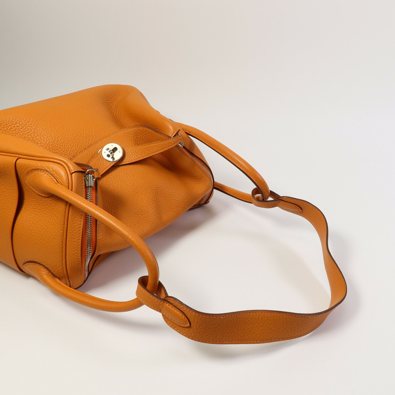 HERMES Clemence皮革Lindy 30手挽肩背兩用袋Orange-8