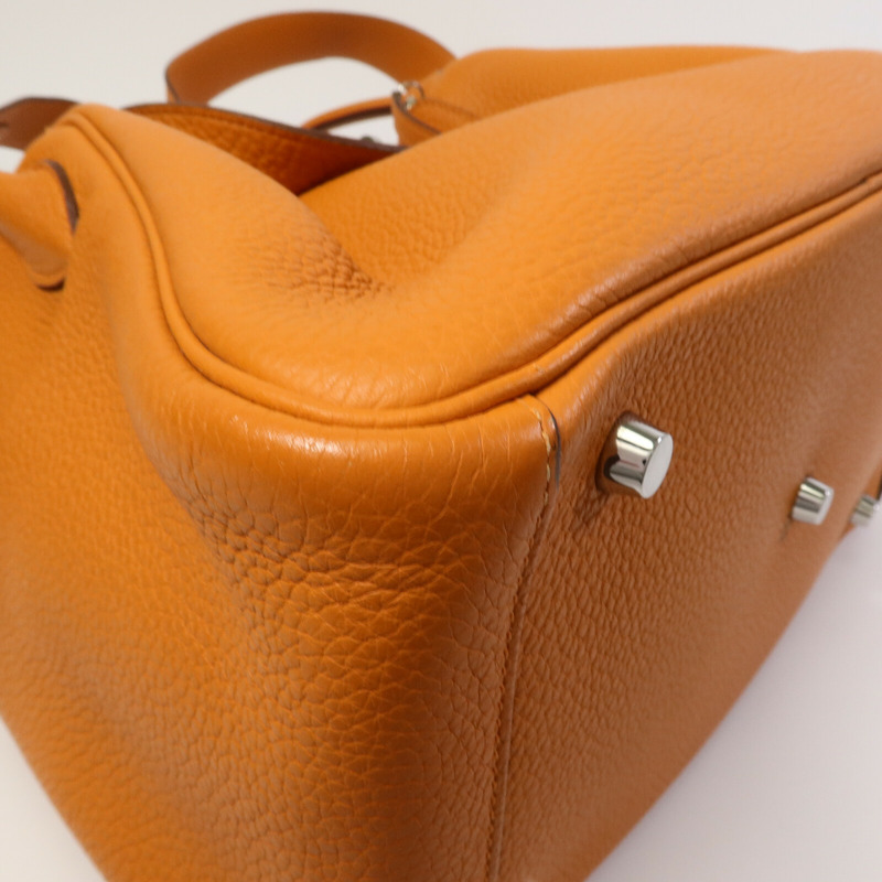 HERMES Clemence皮革Lindy 30手挽肩背兩用袋Orange-10