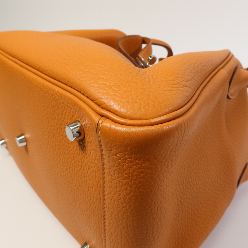 HERMES Clemence皮革Lindy 30手挽肩背兩用袋Orange-11