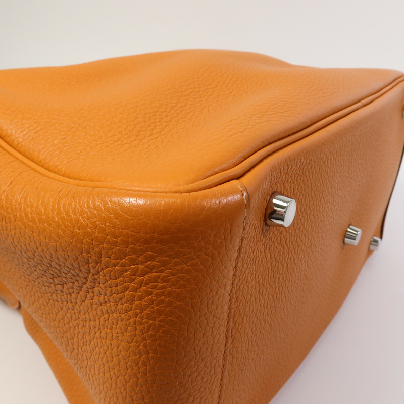 HERMES Clemence皮革Lindy 30手挽肩背兩用袋Orange-12