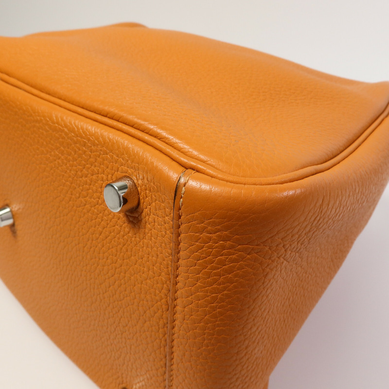 HERMES Clemence皮革Lindy 30手挽肩背兩用袋Orange-13