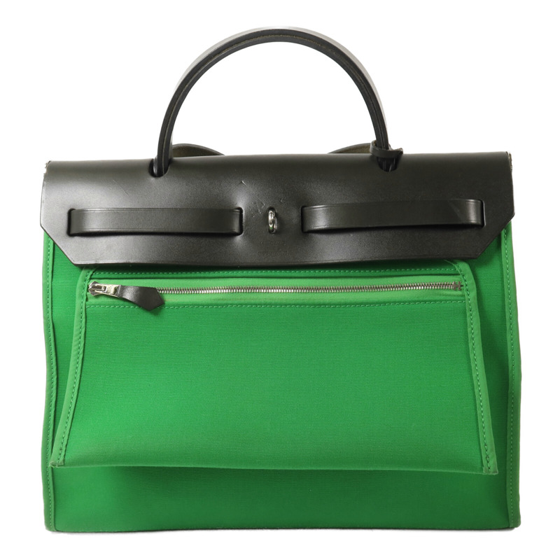 HERMES 帆布Herbag PM手挽肩背兩用袋Cactus/Khaki-1