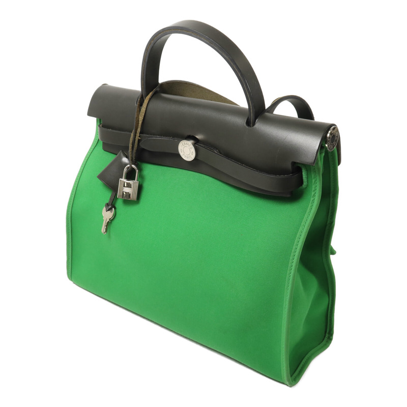 HERMES 帆布Herbag PM手挽肩背兩用袋Cactus/Khaki-2