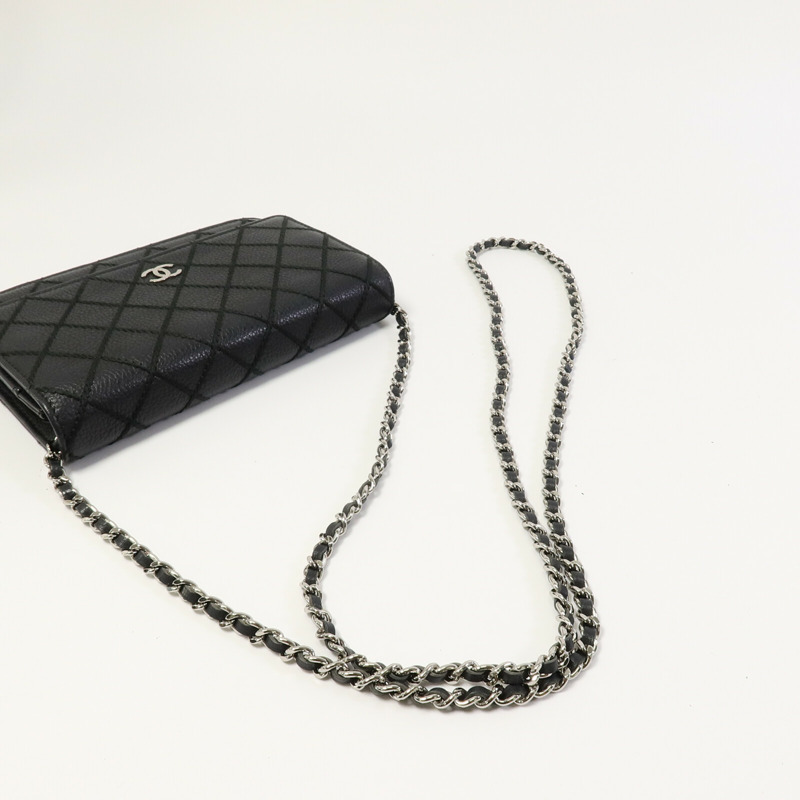 CHANEL 牛皮皮革WOC Wallet On Chain鏈帶肩背袋-9