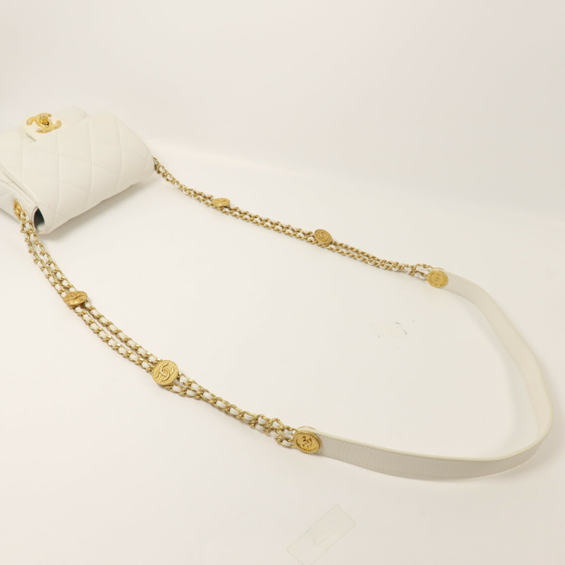 CHANEL 牛皮皮革Mini Coins Flap鏈帶肩背袋-7
