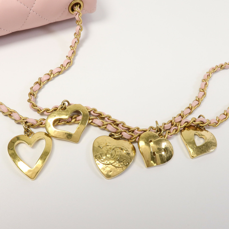 CHANEL 羊皮皮革Heart Chain Flap Bag鏈帶肩背袋-7