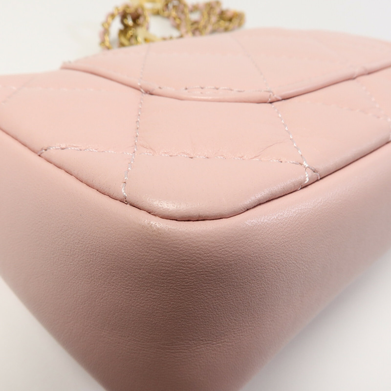 CHANEL 羊皮皮革Heart Chain Flap Bag鏈帶肩背袋-13