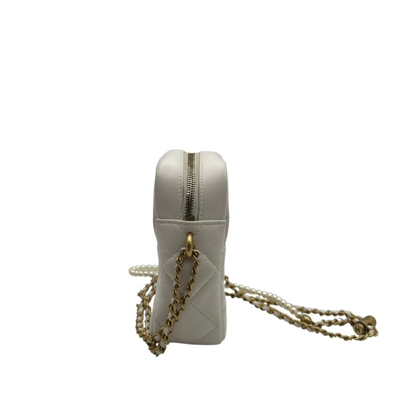 【美收精品】CHANEL 白色金扣菱格相機肩背包 C-538【隔月月中將轉賣至日本 上架期限30天】-2