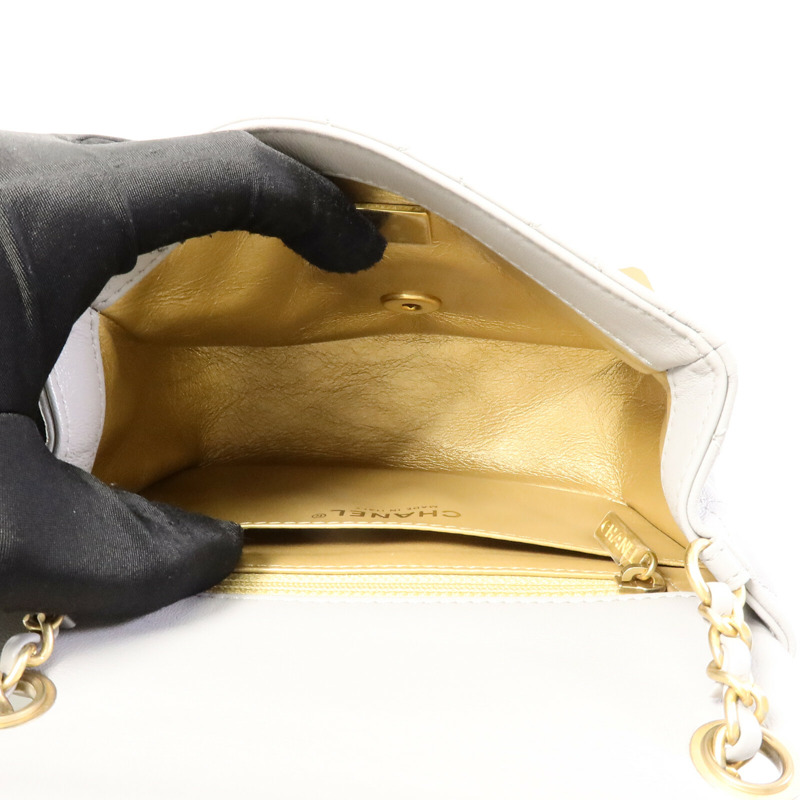 CHANEL 羊皮皮革Classic 17 Goldball鏈帶肩背袋-4