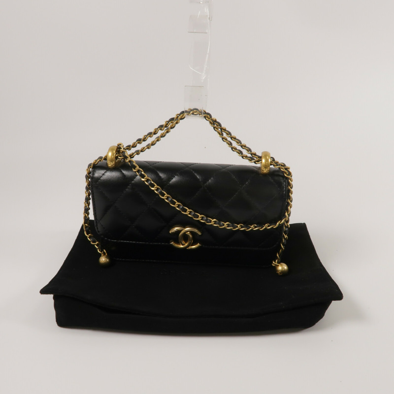 CHANEL 牛皮皮革Shoulder Bag鏈帶手挽肩背兩用袋-9