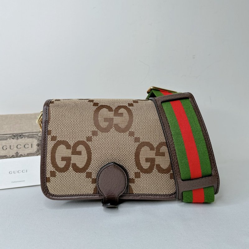 GUCCI Jumbo GG大花風琴包-1