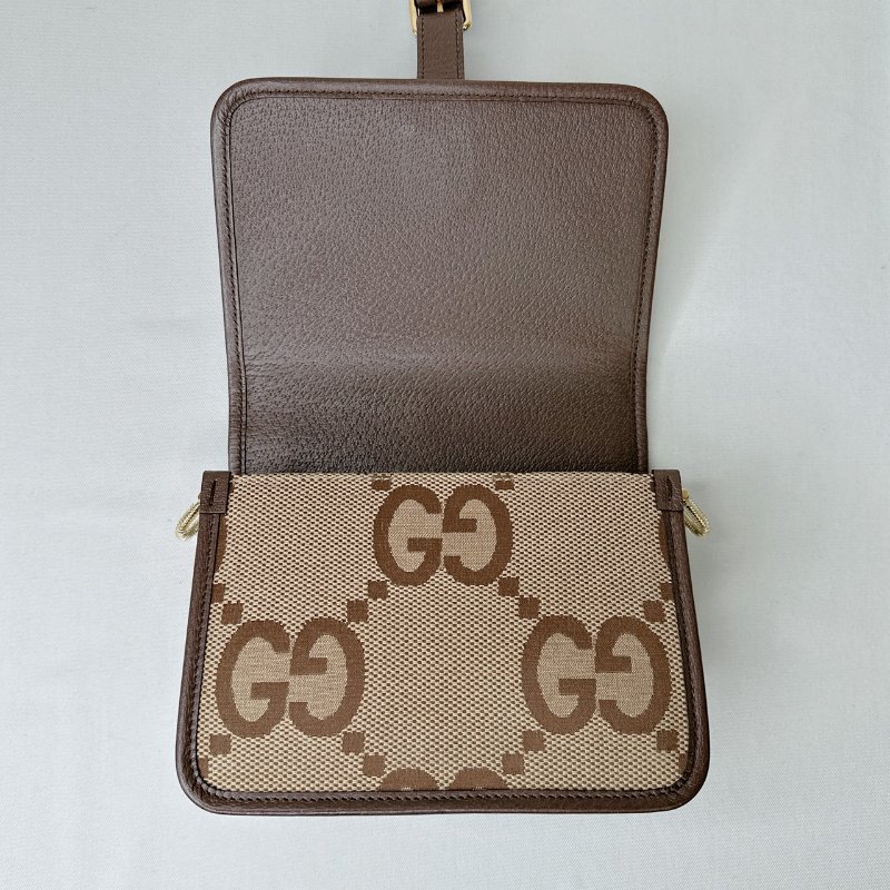 GUCCI Jumbo GG大花風琴包-6