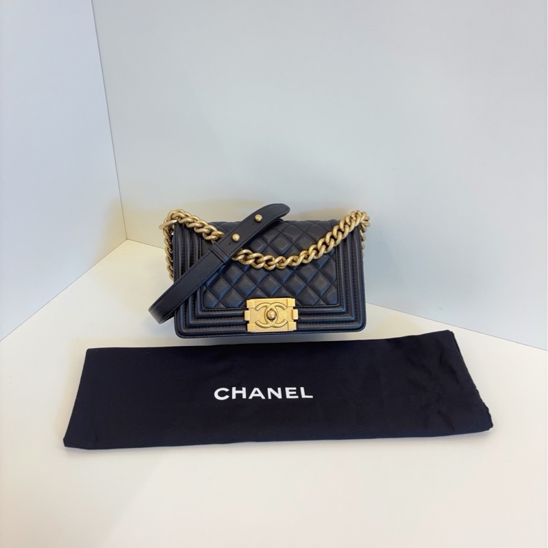 ✨Chanel香奈兒|黑金牛皮leboy|小號|98新以上-1