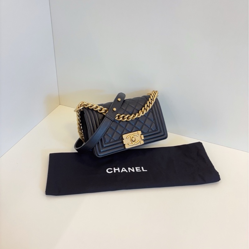 ✨Chanel香奈兒|黑金牛皮leboy|小號|98新以上-2