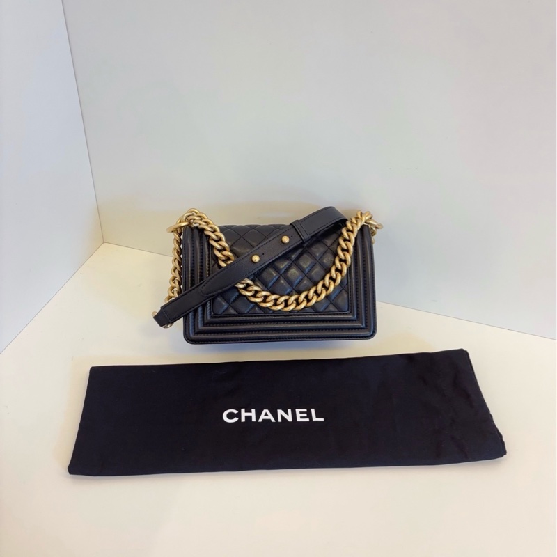 ✨Chanel香奈兒|黑金牛皮leboy|小號|98新以上-4