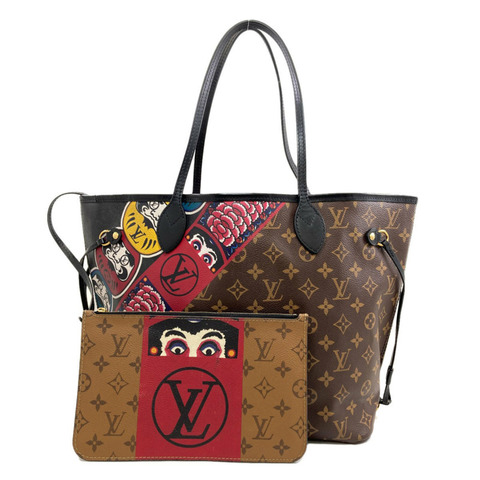 路易威登 M43499 Neverfull MM 山本寬齋聯名達摩歌舞伎手提包 Monogram 帆布 女款
