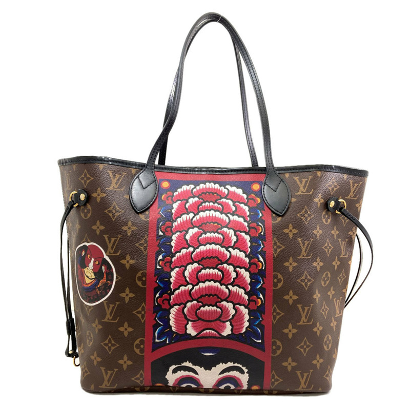 路易威登 M43499 Neverfull MM 山本寬齋聯名達摩歌舞伎手提包 Monogram 帆布 女款-1