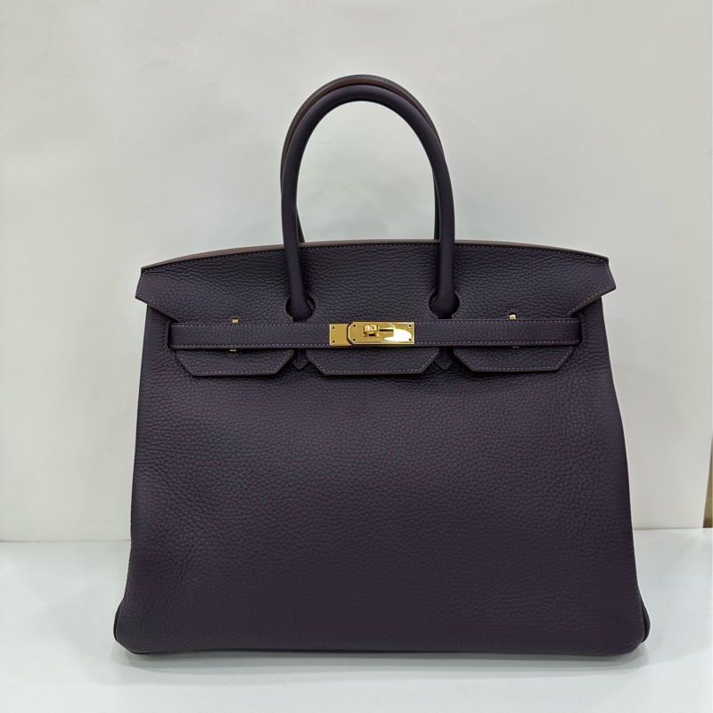 Hermes 愛馬仕Bk35葡萄紫金扣togo皮 框R刻-1