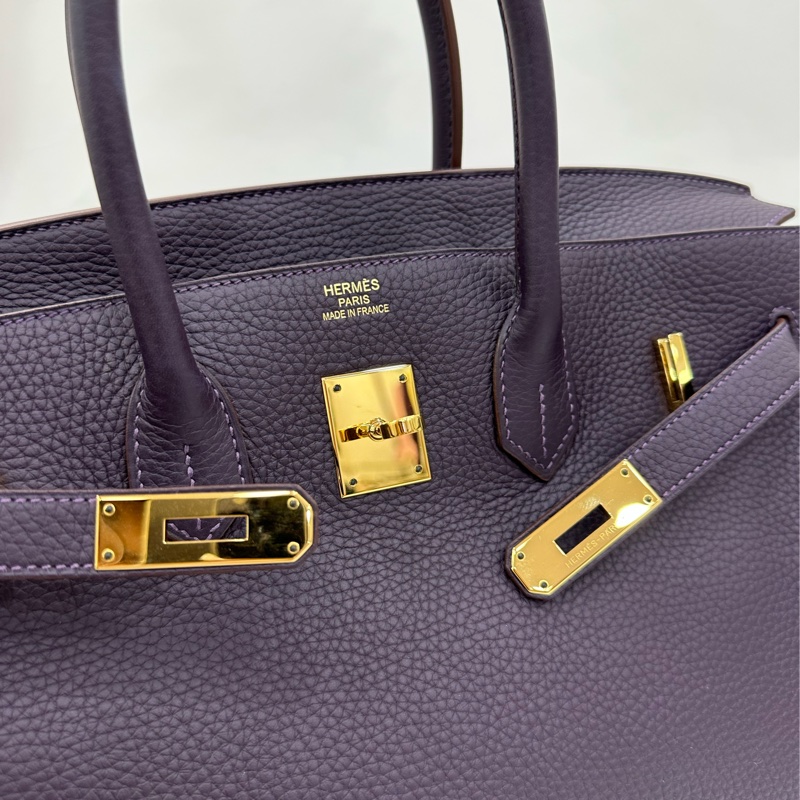 Hermes 愛馬仕Bk35葡萄紫金扣togo皮 框R刻-7
