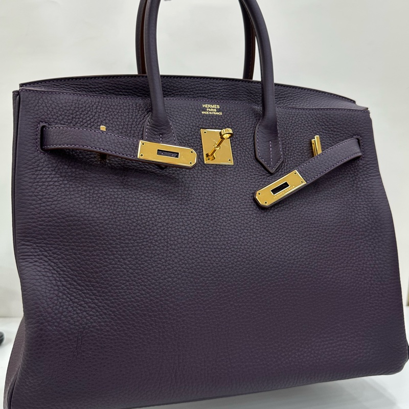 Hermes 愛馬仕Bk35葡萄紫金扣togo皮 框R刻-8