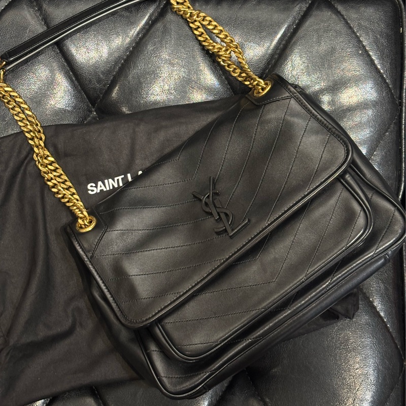 YSL niki 小羊皮 中號 黑金鏈 D扣 櫃上展示品出清-0