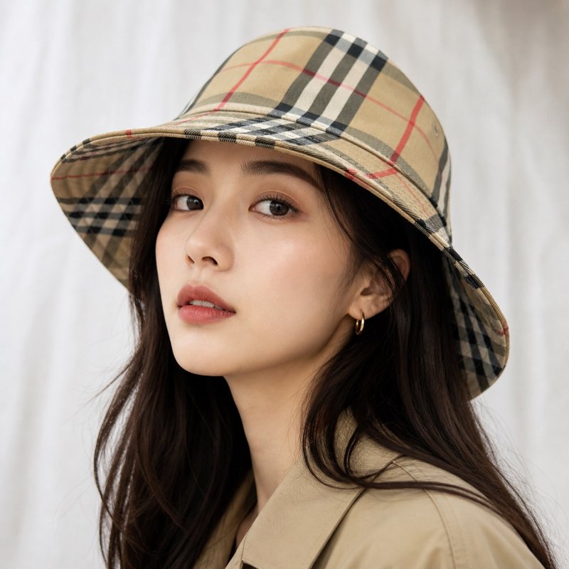 狀態良好 BURBERRY 經典菱格紋漁夫帽 遮陽帽 男女適用-2