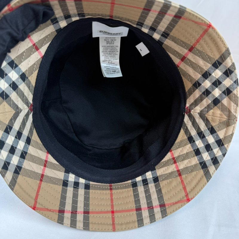狀態良好 BURBERRY 經典菱格紋漁夫帽 遮陽帽 男女適用-8