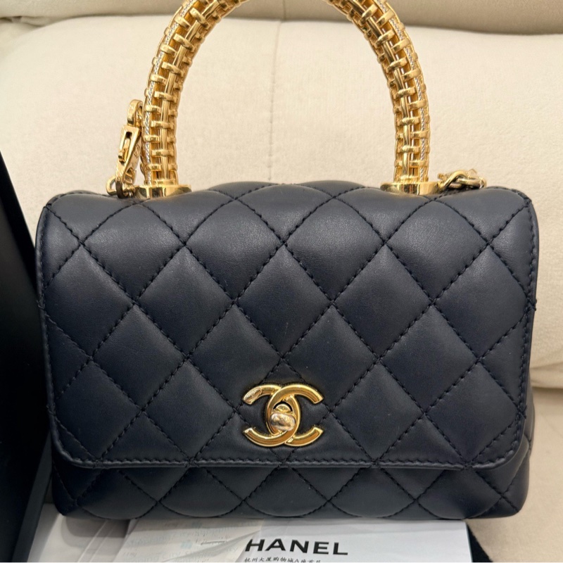 香奈兒/Chanel 單肩斜挎手提包 粒面牛皮 20×9×13-0